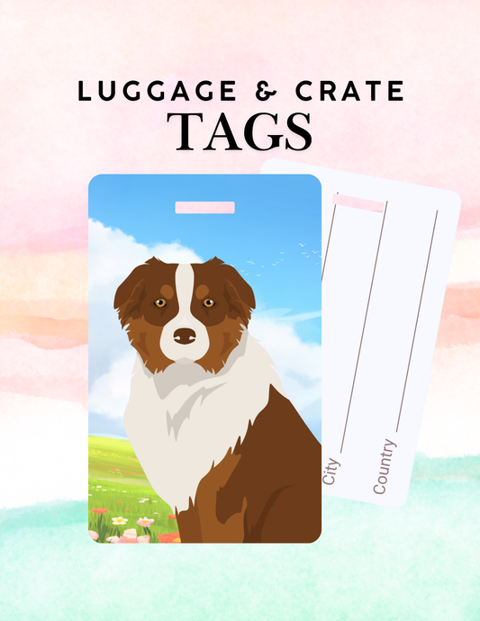 Australian Shepherd Dog Metal Luggage/ Crate Tag