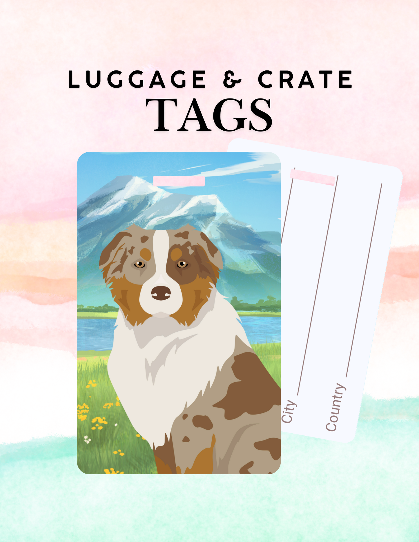 Australian Shepherd Dog Metal Luggage/ Crate Tag