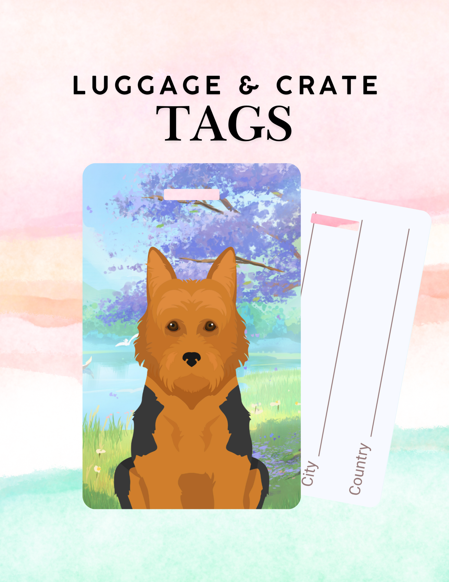 Australian Terrier Dog Metal Luggage/ Crate Tag