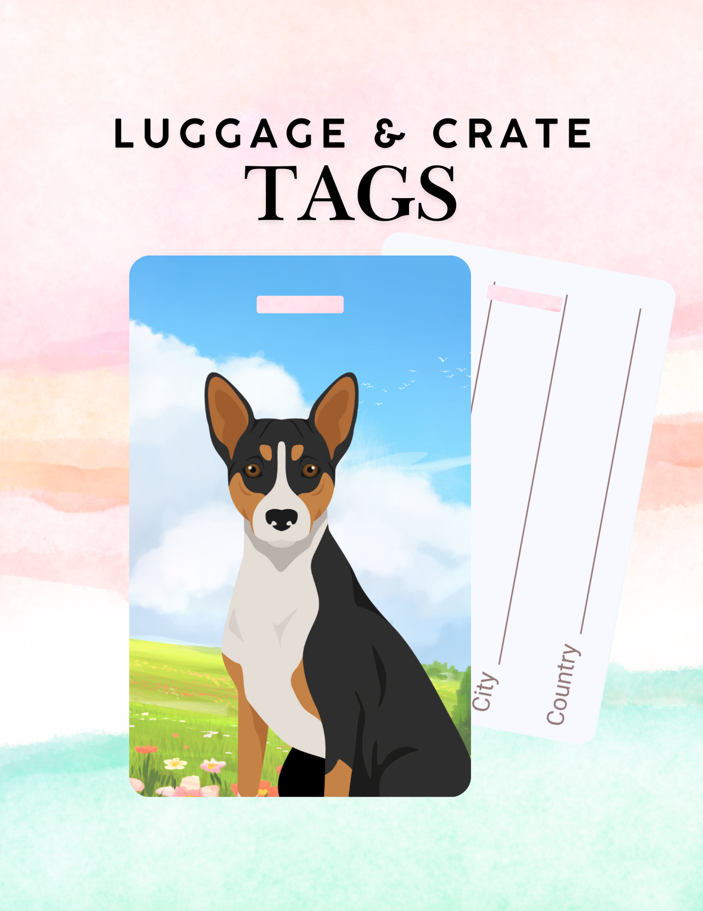 Basenji Dog Metal Luggage/ Crate Tag