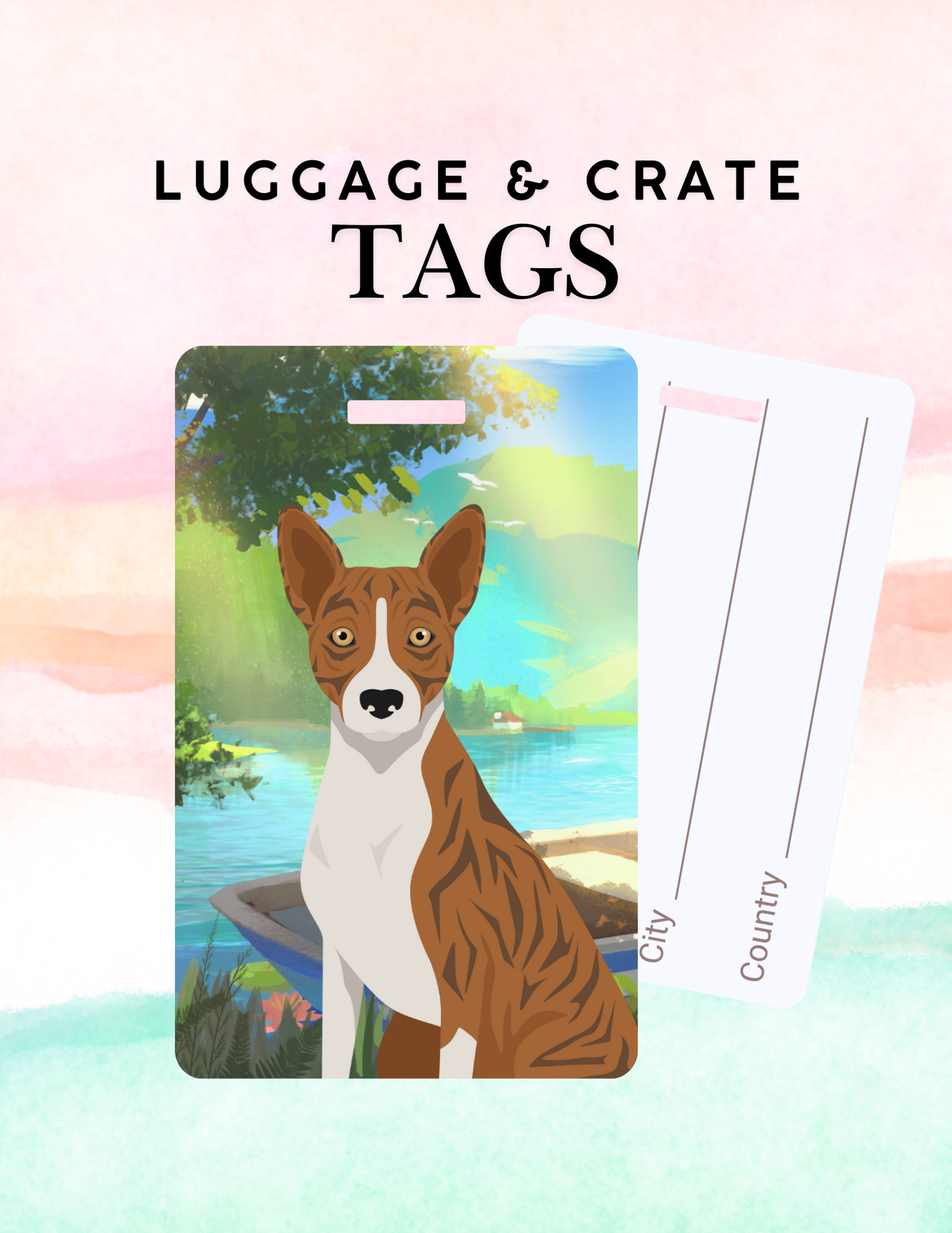 Basenji Dog Metal Luggage/ Crate Tag