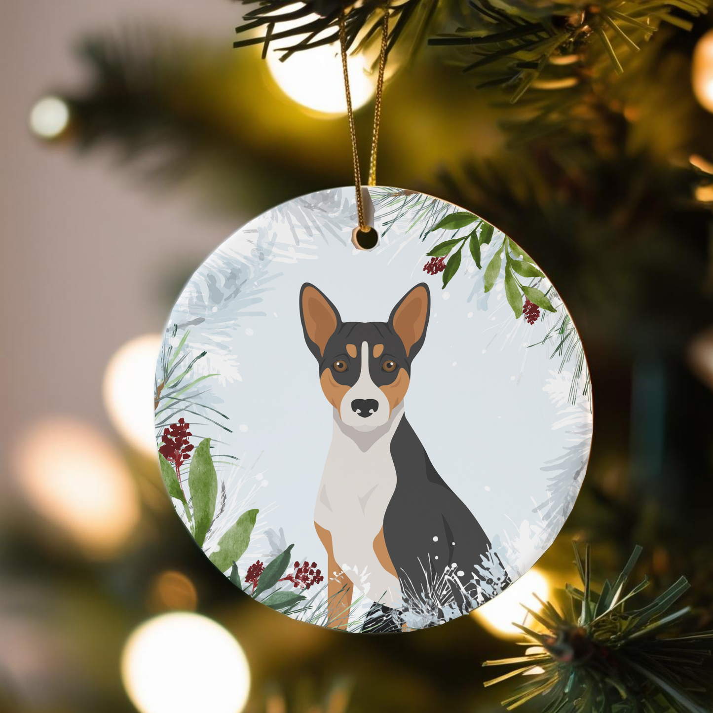 Basenji Dog Ceramic Christmas Ornaments