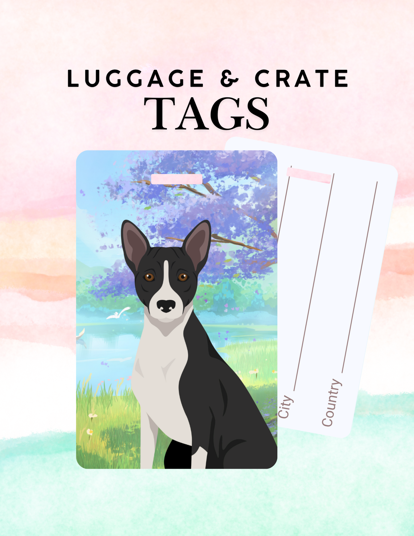 Basenji Dog Metal Luggage/ Crate Tag