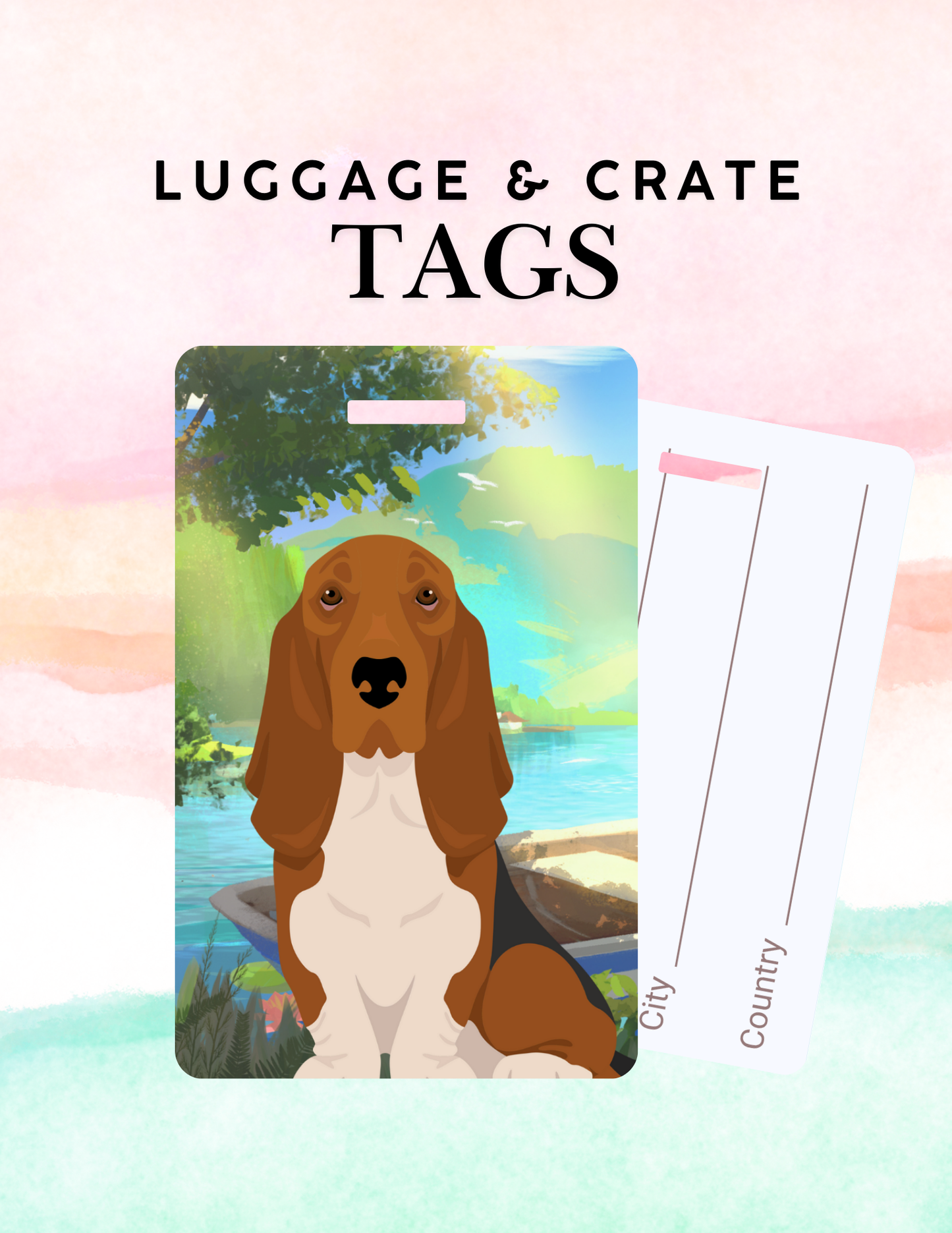 Basset Hound Dog Metal Luggage/ Crate Tag