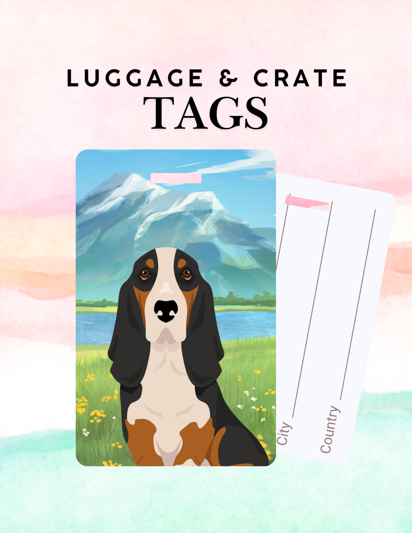 Basset Hound Dog Metal Luggage/ Crate Tag
