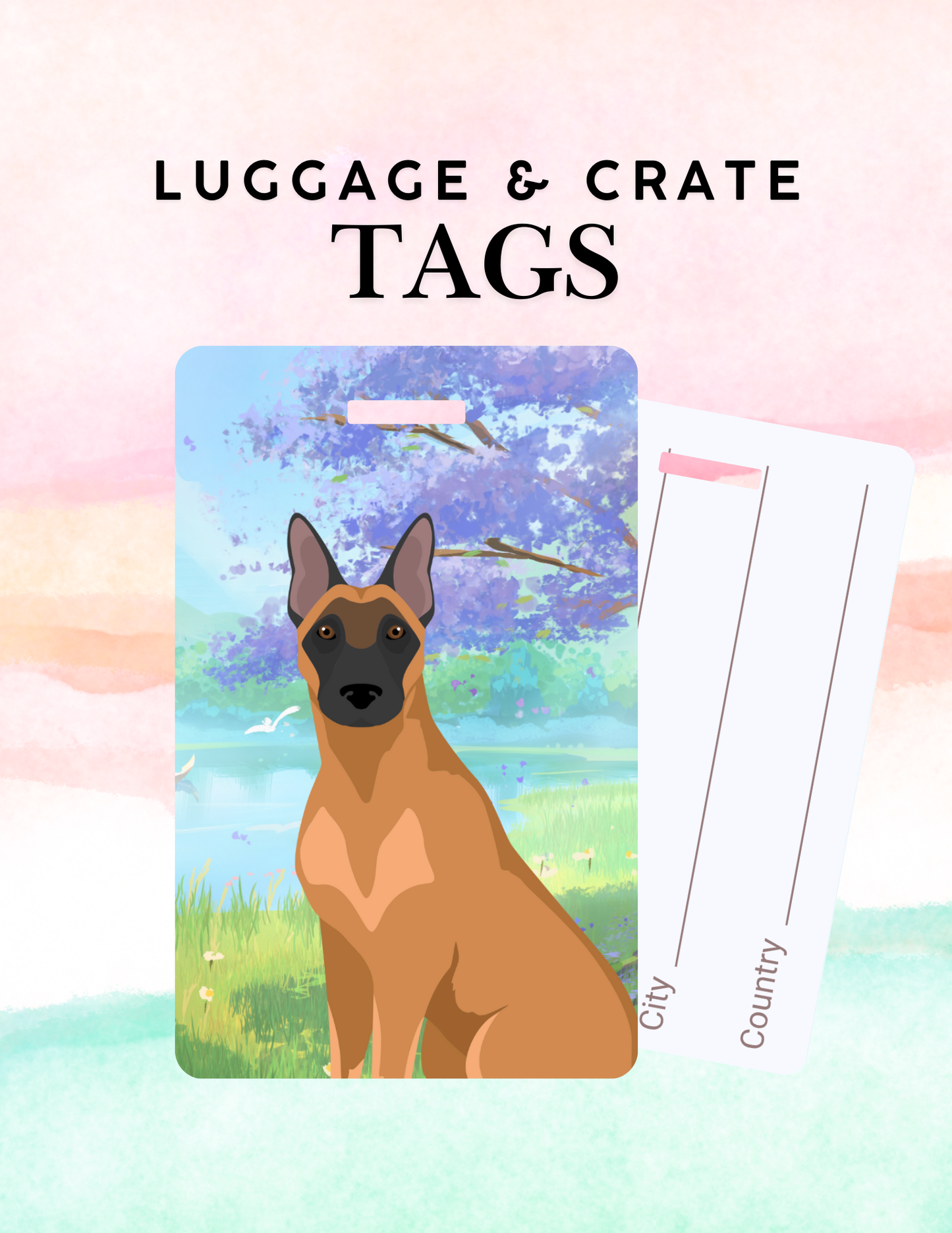 Belgian Malinois Dog Metal Luggage/ Crate Tag