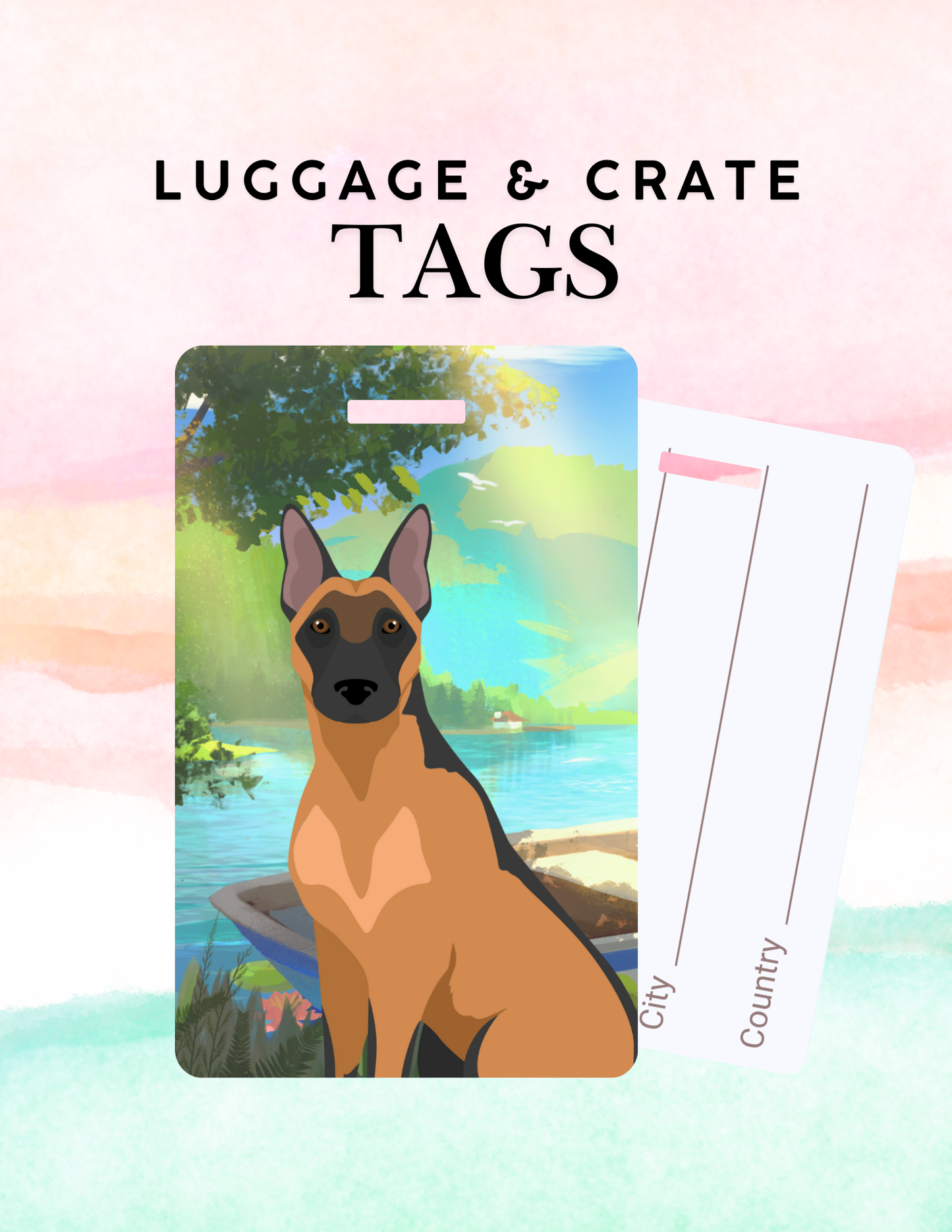 Belgian Malinois Dog Metal Luggage/ Crate Tag
