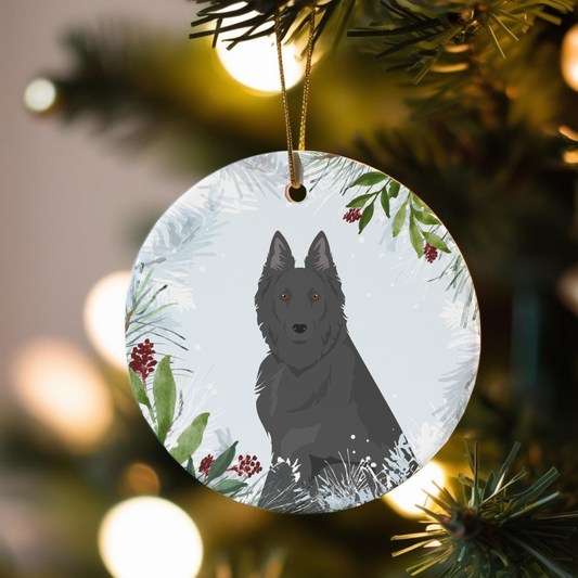 Belgian Shepherd Dog Ceramic Christmas Ornaments