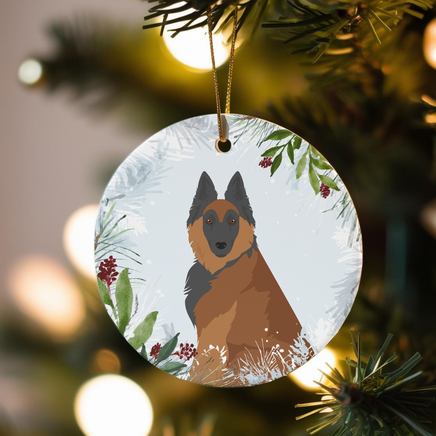Belgian Tervuren Dog Ceramic Christmas Ornaments