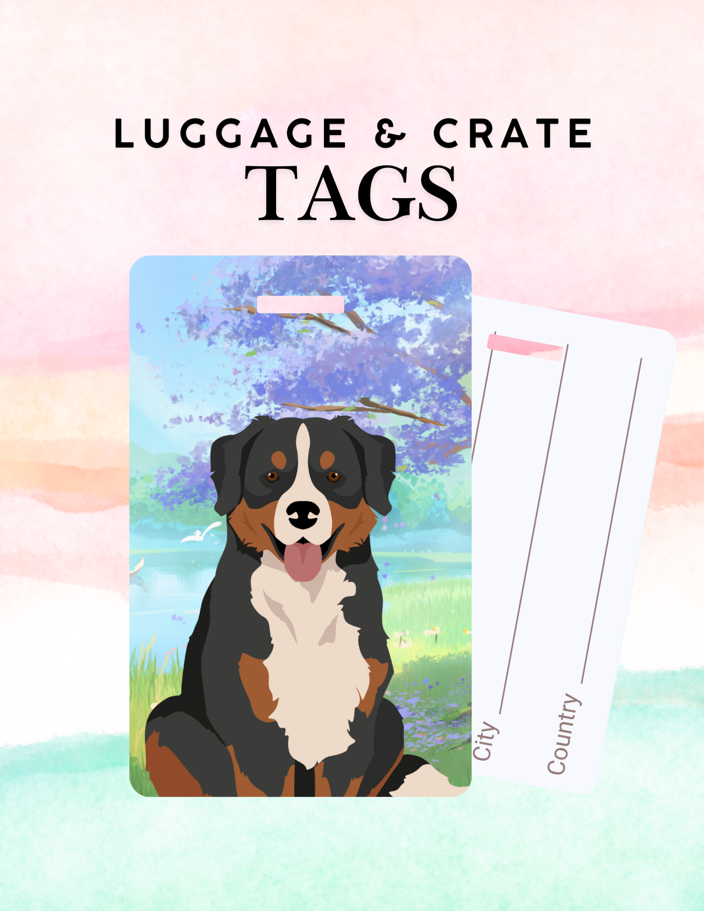 Bernese Mountain Dog Dog Metal Luggage/ Crate Tag