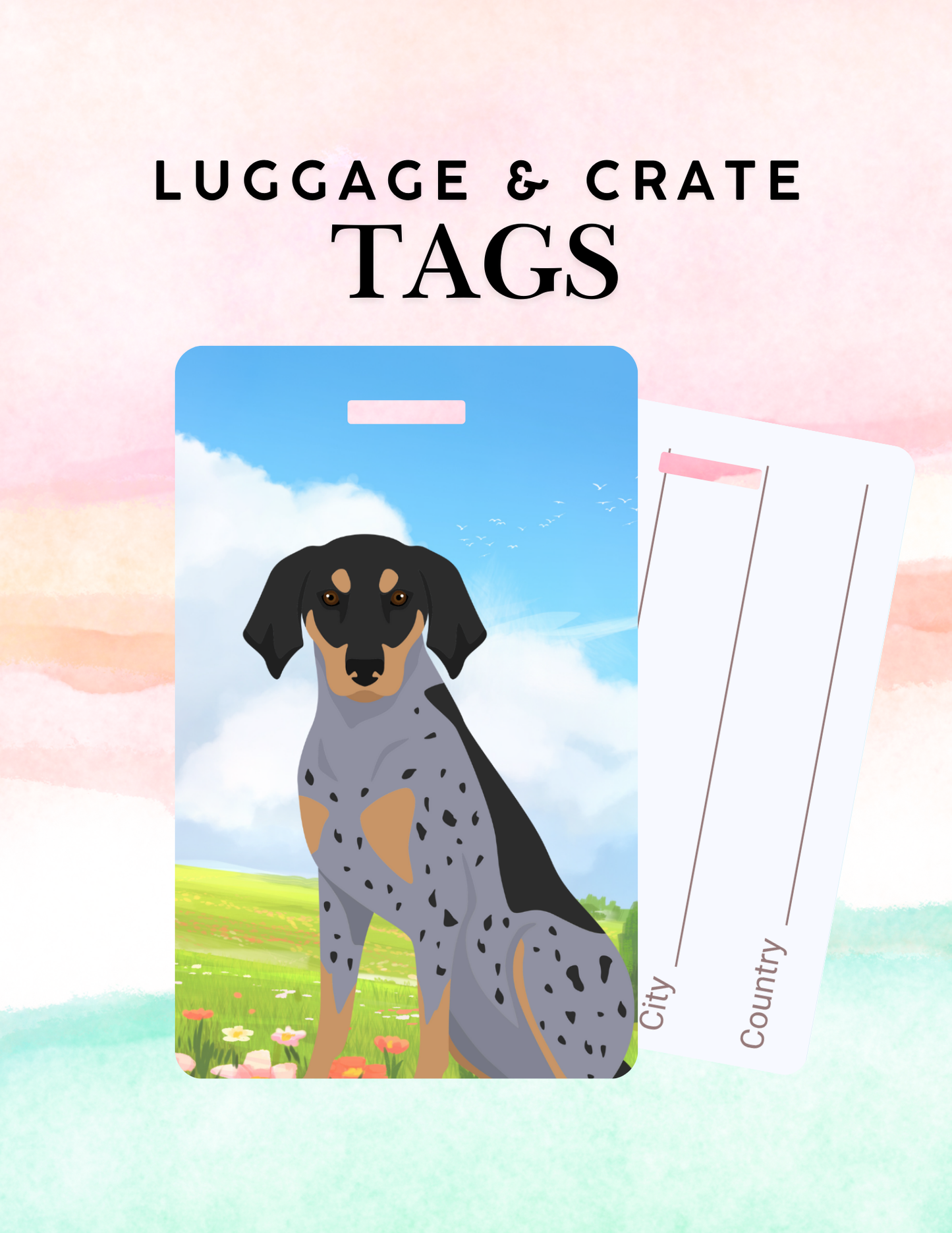 Black and Tan Coonhound Dog Metal Luggage/ Crate Tag