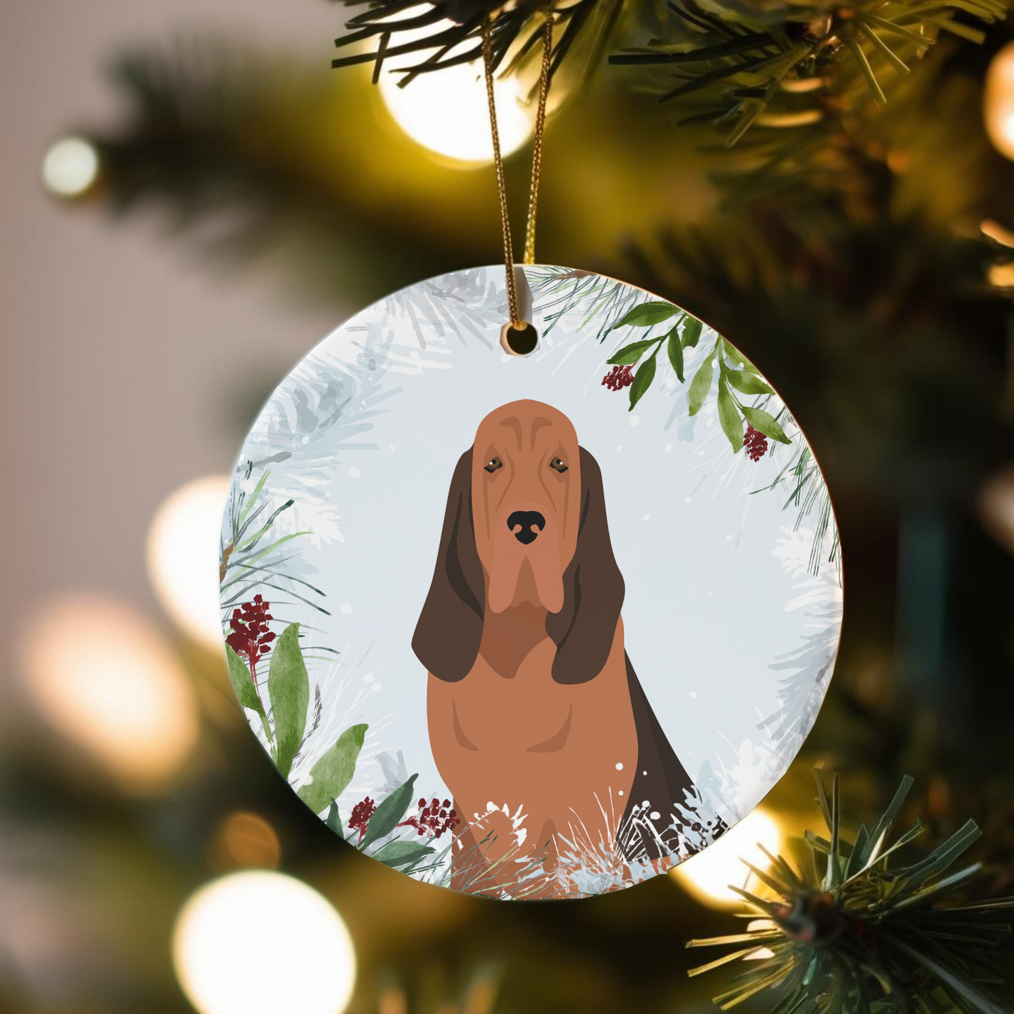 Bloodhound Dog Ceramic Christmas Ornaments