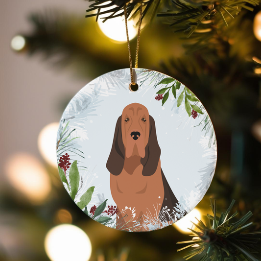 Bloodhound Dog Ceramic Christmas Ornaments