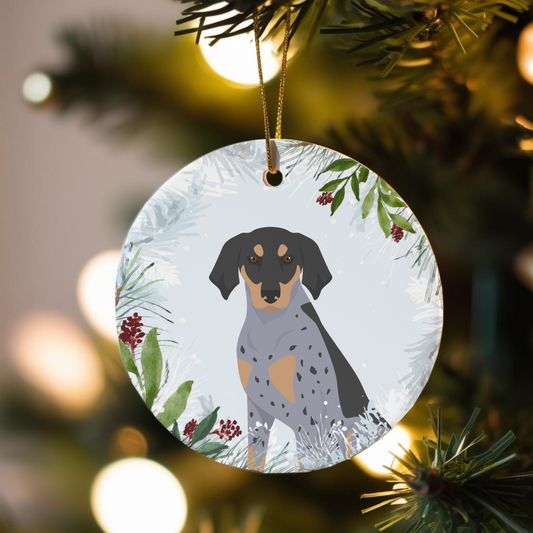 Bluetick Coonhound Dog Ceramic Christmas Ornaments