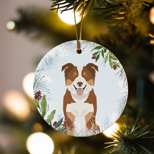 Border Collie Dog Ceramic Christmas Ornaments