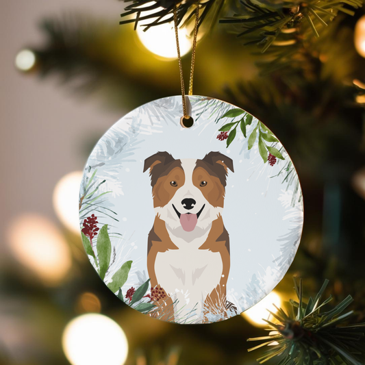 Border Collie Dog Ceramic Christmas Ornaments