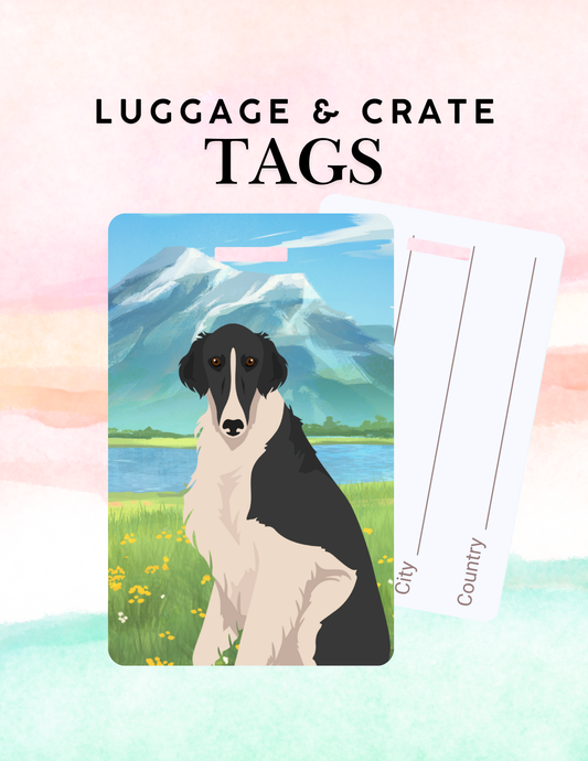 Borzoi Dog Metal Luggage/ Crate Tag