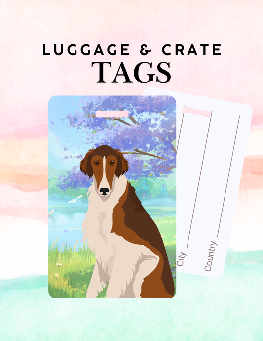 Borzoi Dog Metal Luggage/ Crate Tag