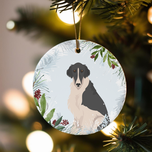 Borzoi Dog Ceramic Christmas Ornaments