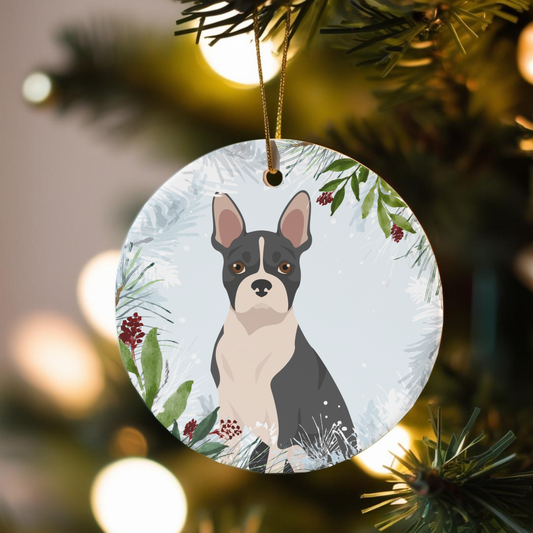 Boston Terrier Dog Ceramic Christmas Ornaments