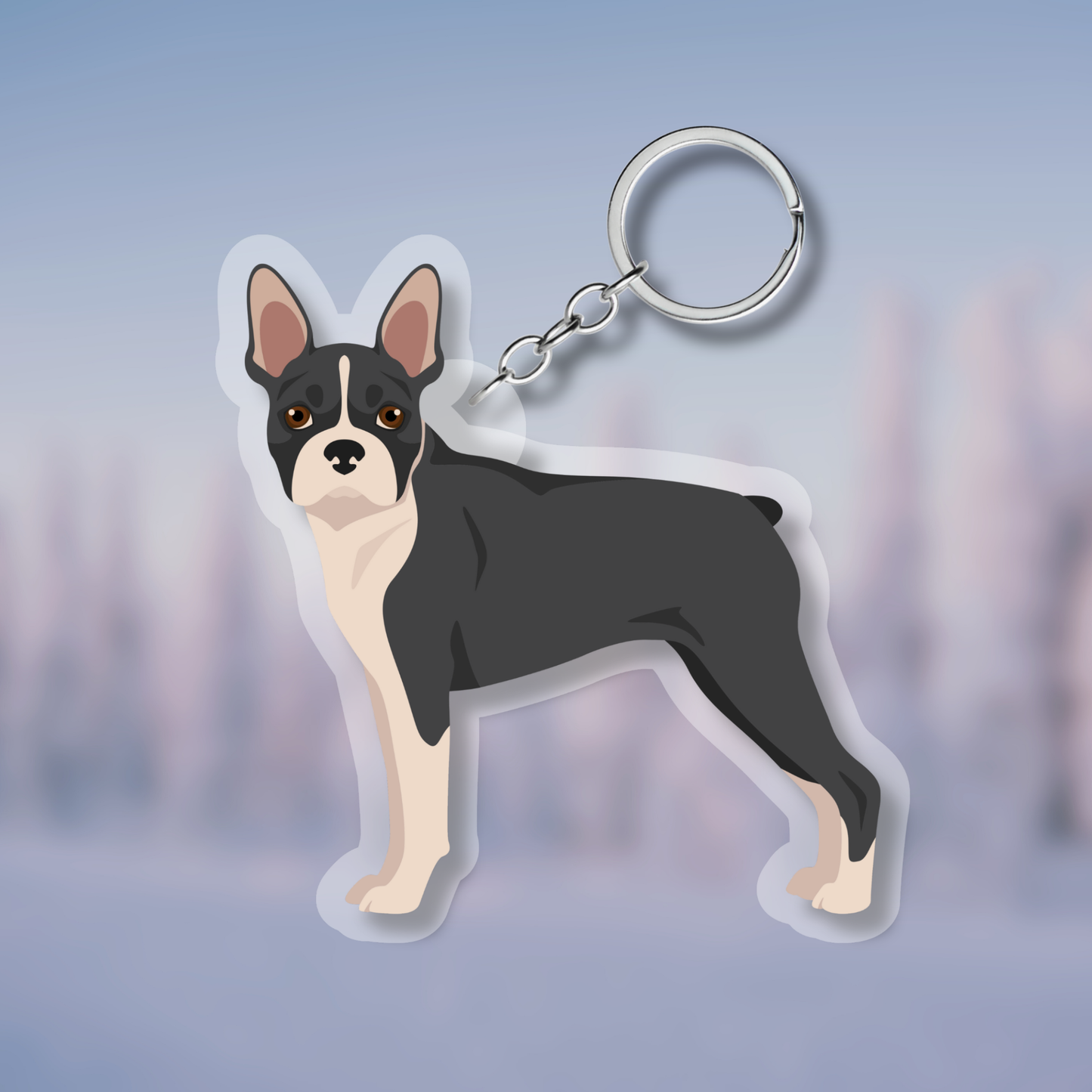 Boston Terrier Dog 2.5in Acrylic Keychain