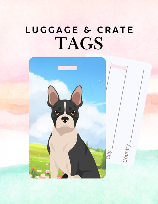 Boston Terrier Dog Metal Luggage/ Crate Tag