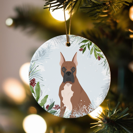 Boxer Dog Ceramic Christmas Ornaments