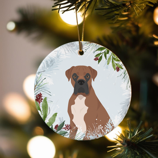 Boxer Dog Ceramic Christmas Ornaments