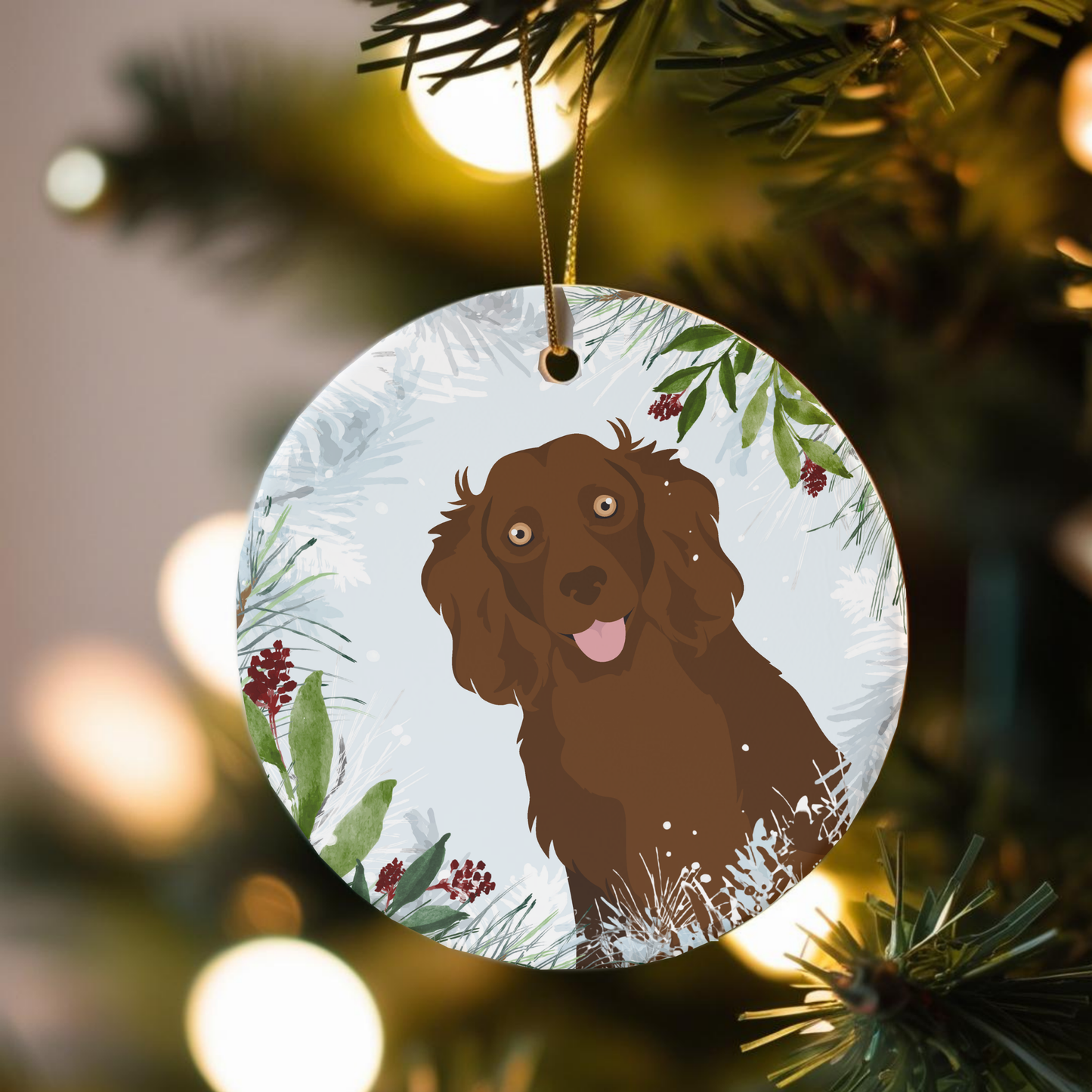 Boykin Spaniel Dog Ceramic Christmas Ornaments