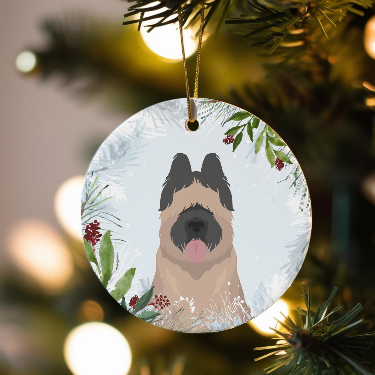 Briard Dog Ceramic Christmas Ornaments