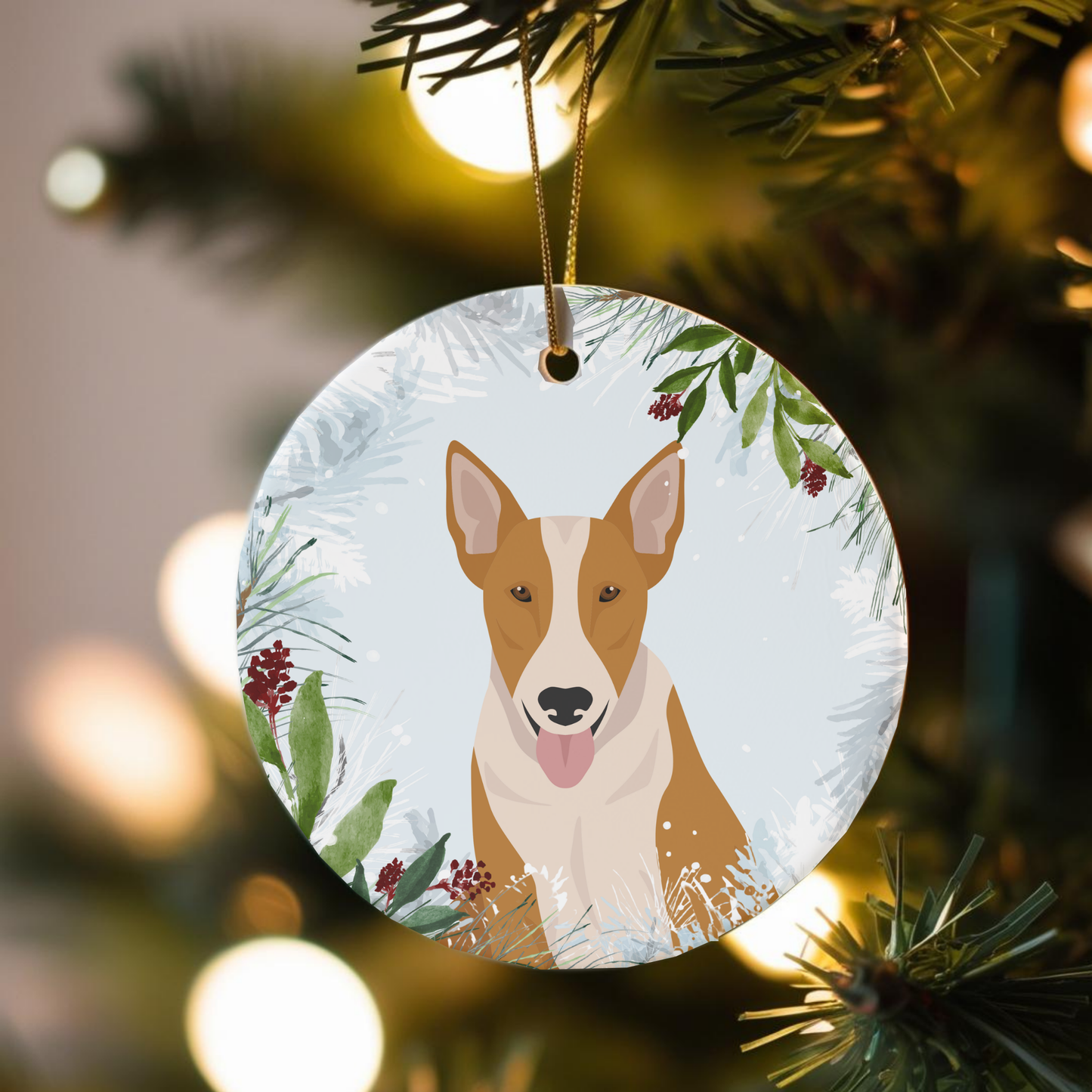 Bull Terrier Dog Ceramic Christmas Ornaments