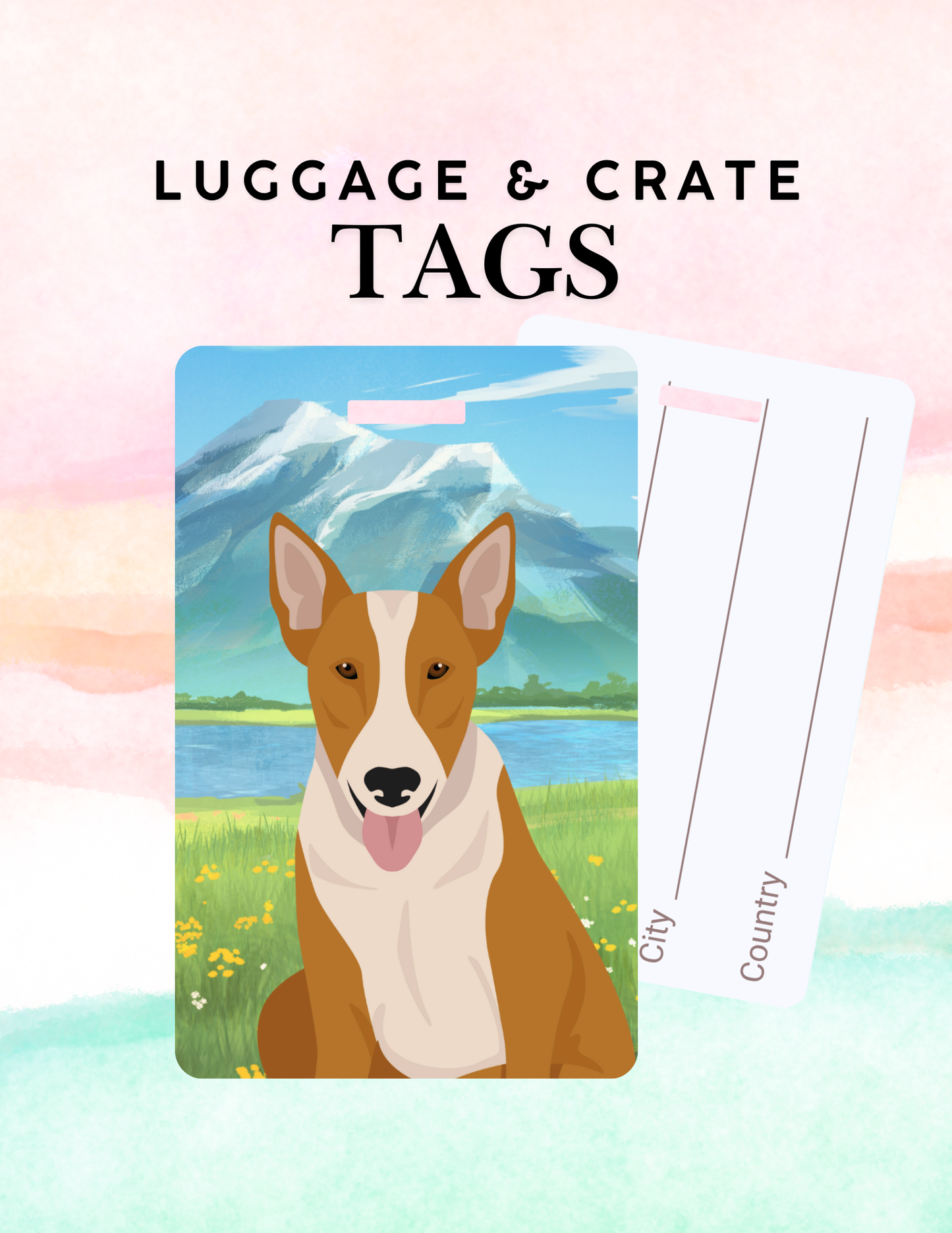 Bull Terrier Dog Metal Luggage/ Crate Tag