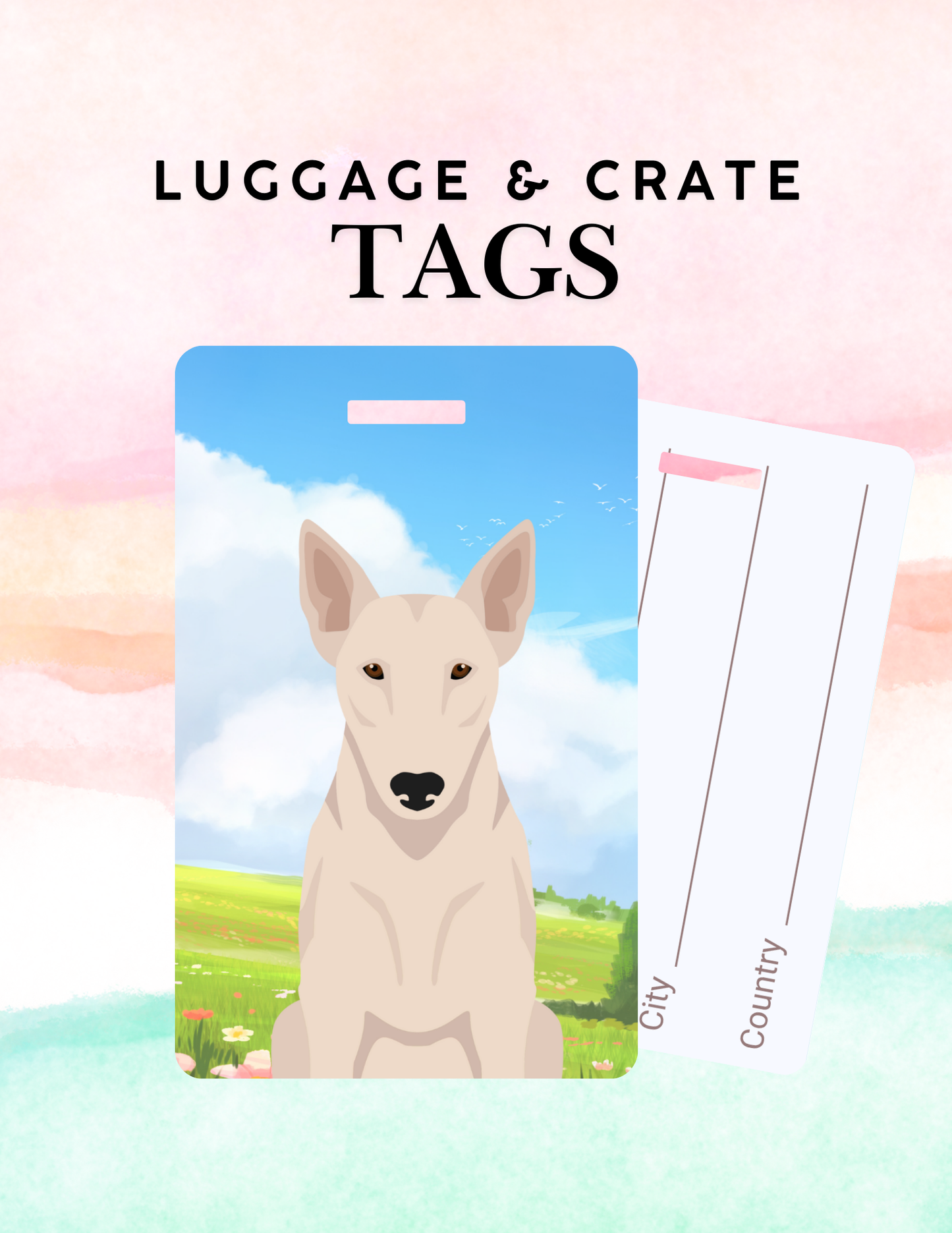 Bull Terrier Dog Metal Luggage/ Crate Tag