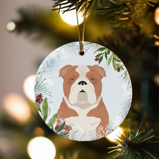 Bulldog Dog Ceramic Christmas Ornaments