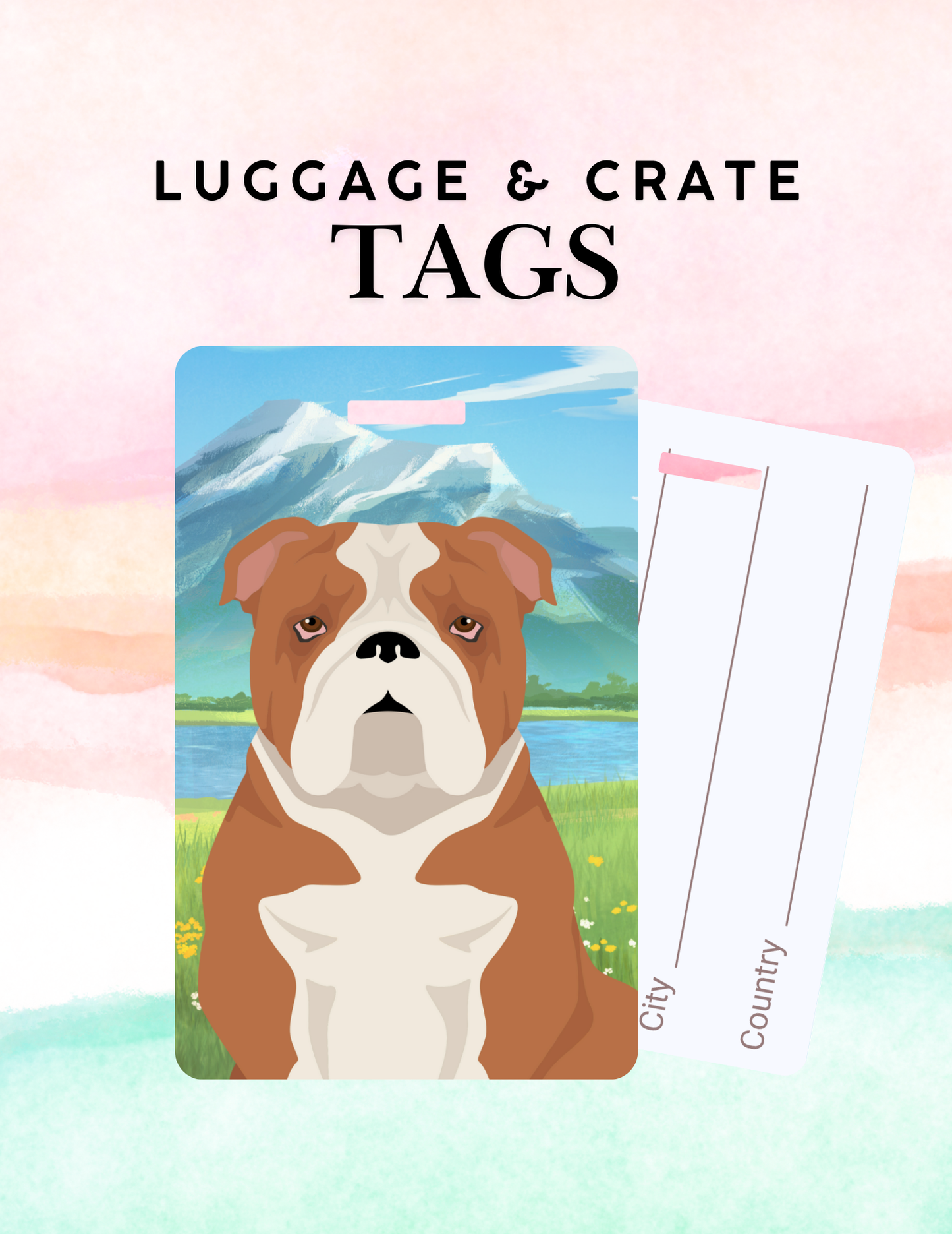 Bulldog Dog Metal Luggage/ Crate Tag