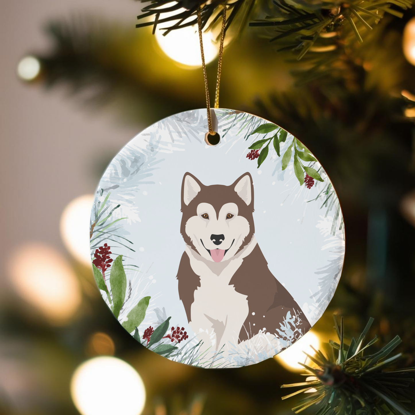 Canadian Inuit Dog Dog Ceramic Christmas Ornaments