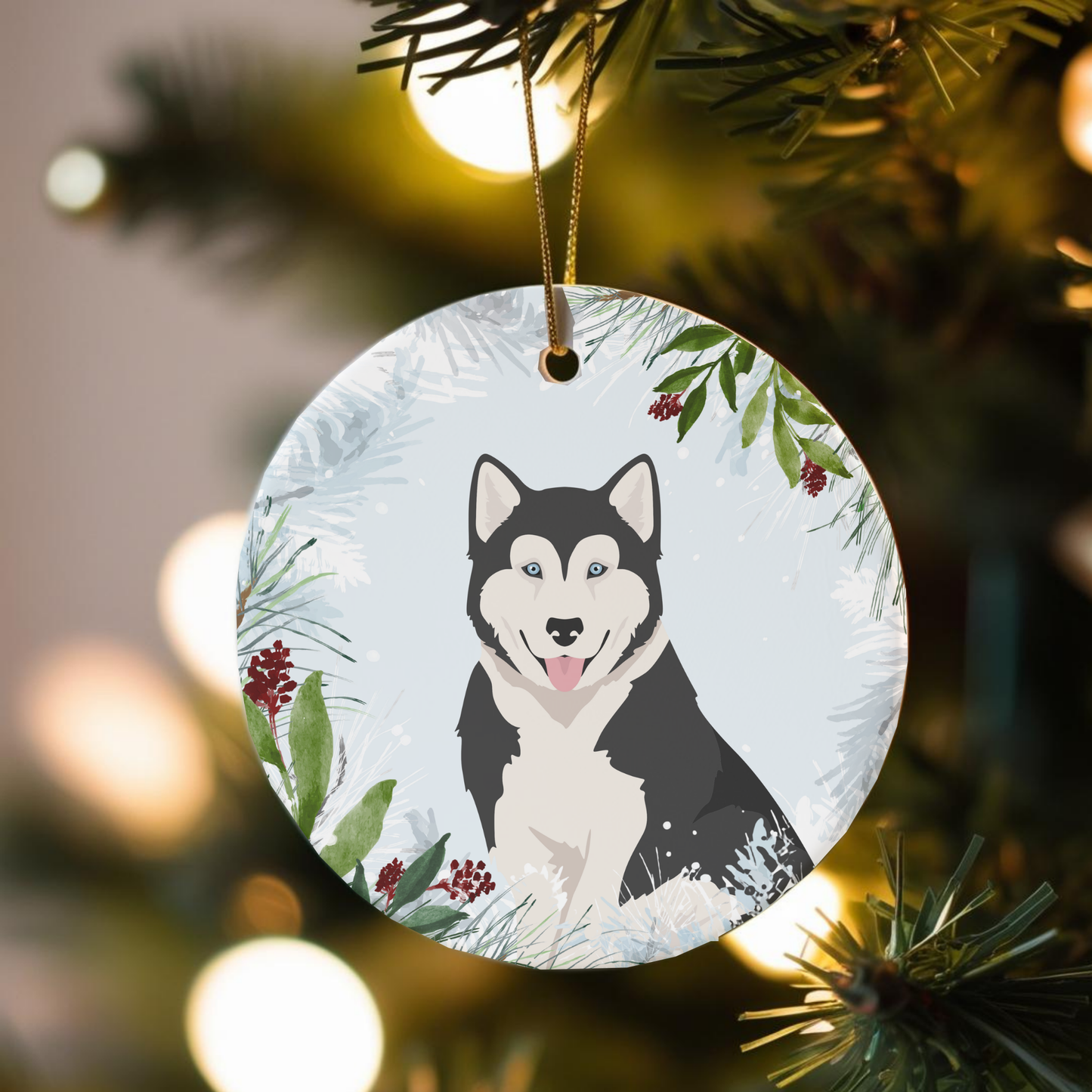 Canadian Inuit Dog Dog Ceramic Christmas Ornaments