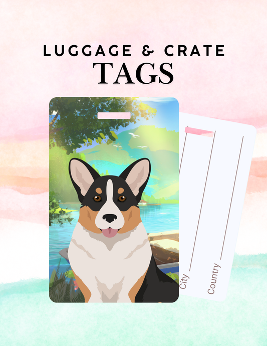 Cardigan Welsh Corgi Dog Metal Luggage/ Crate Tag