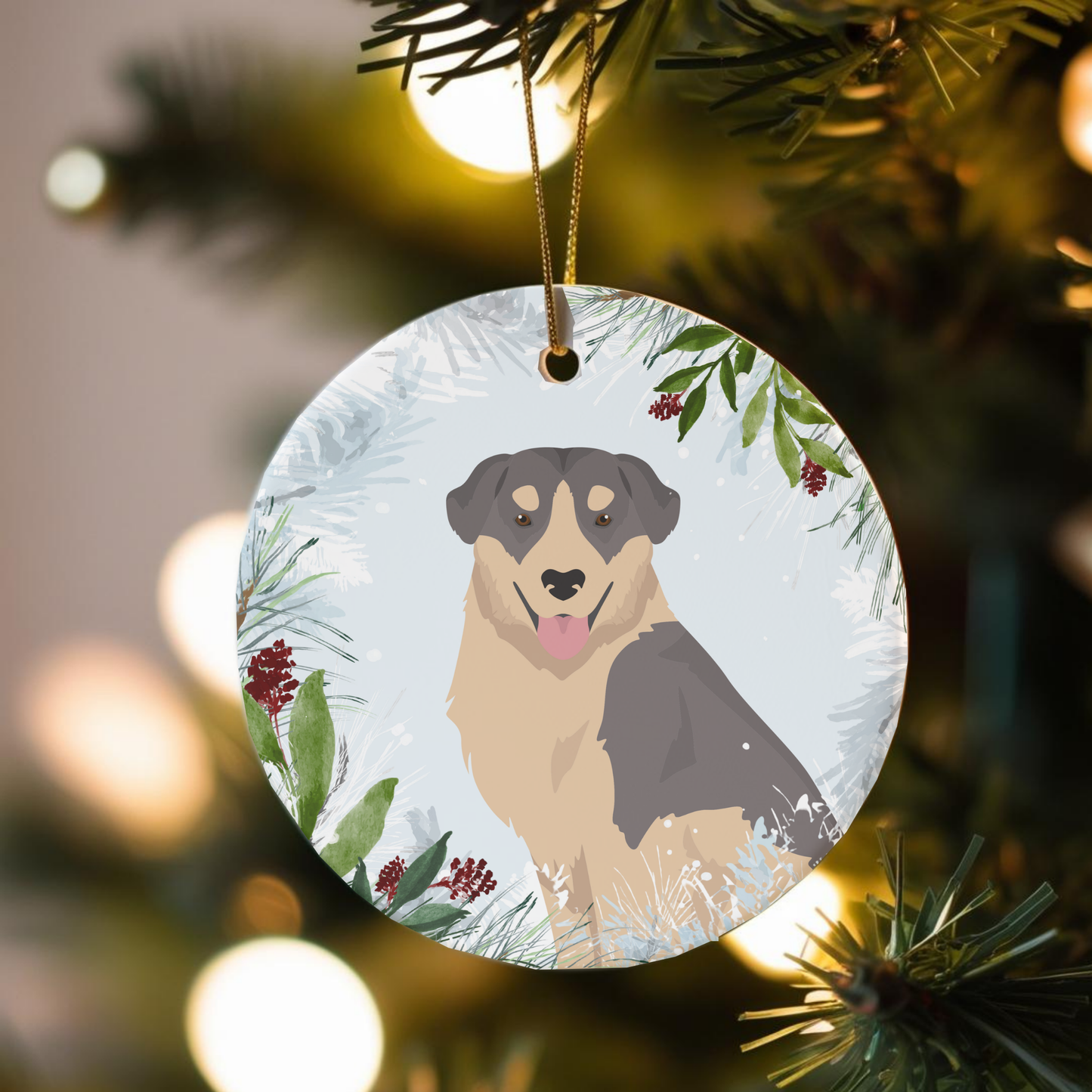 Carpathian Shepherd Dog Ceramic Christmas Ornaments