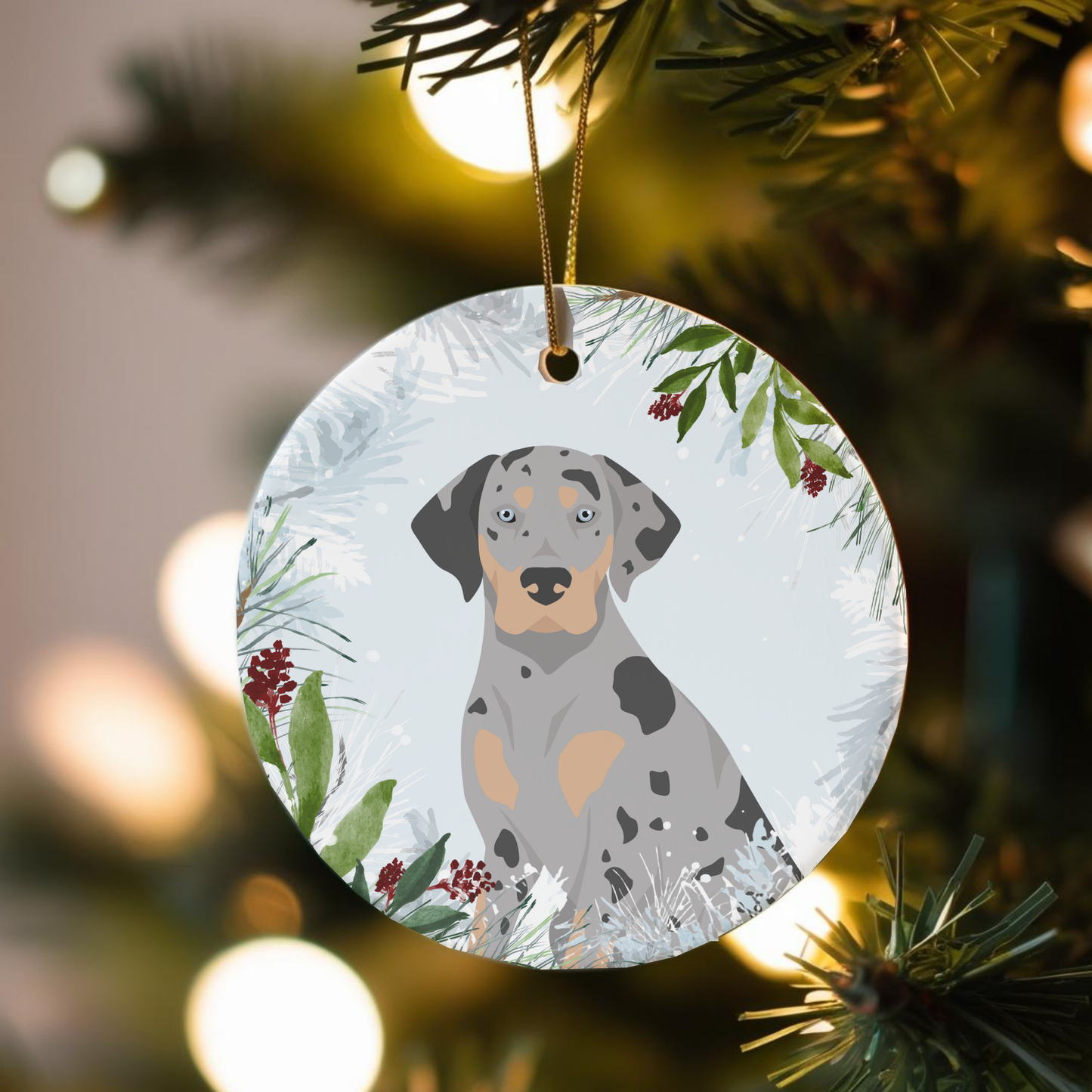 Catahoula Leopard Dog Dog Ceramic Christmas Ornaments