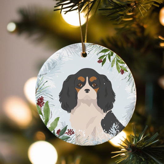Cavalier KIngs Charles Spaniel Dog Ceramic Christmas Ornaments