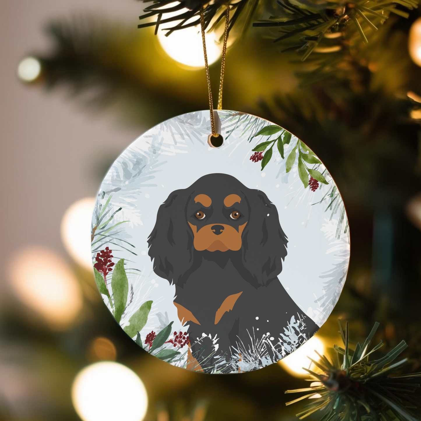 Cavalier KIngs Charles Spaniel Dog Ceramic Christmas Ornaments