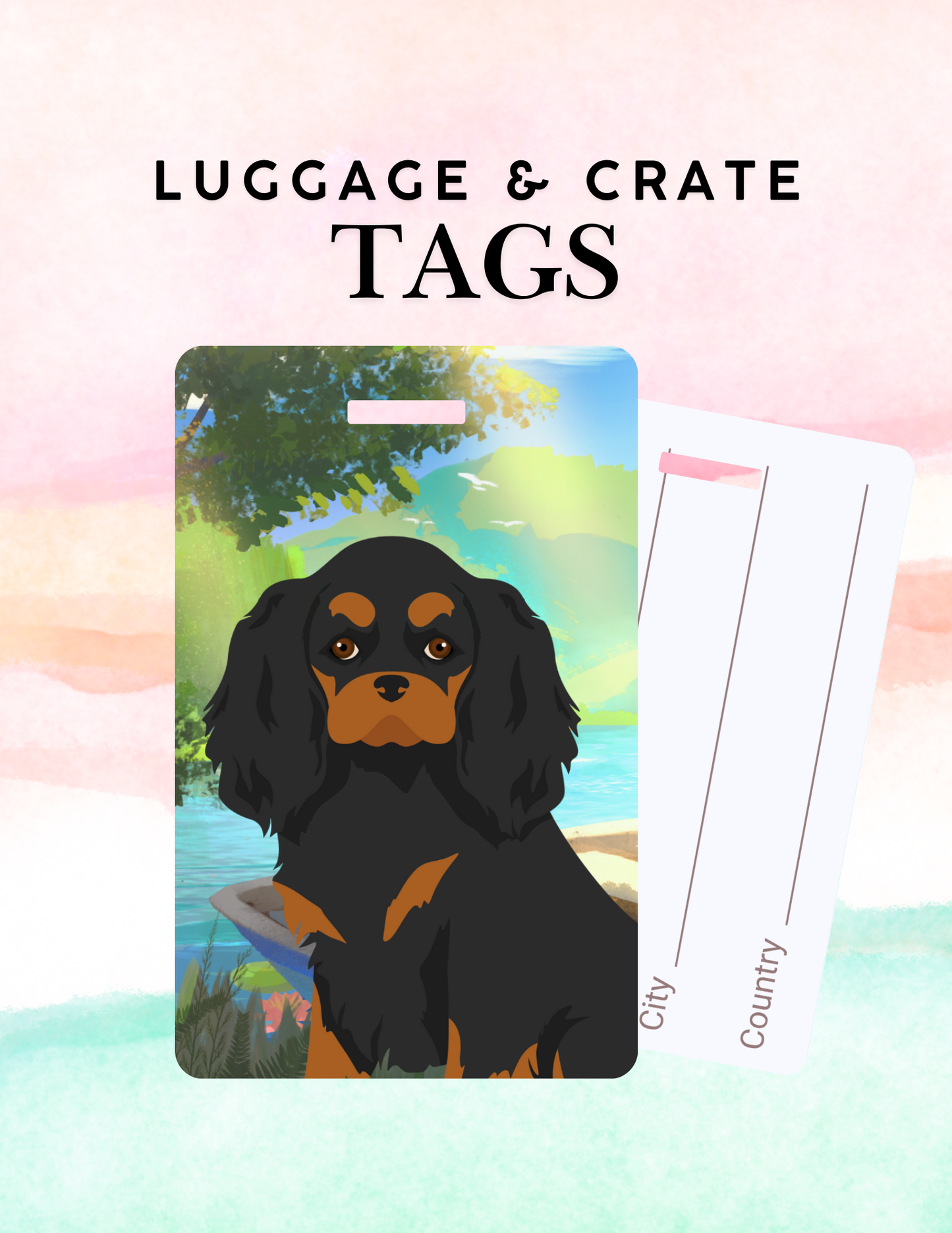 Cavalier King Charles Spaniel Dog Metal Luggage/ Crate Tag