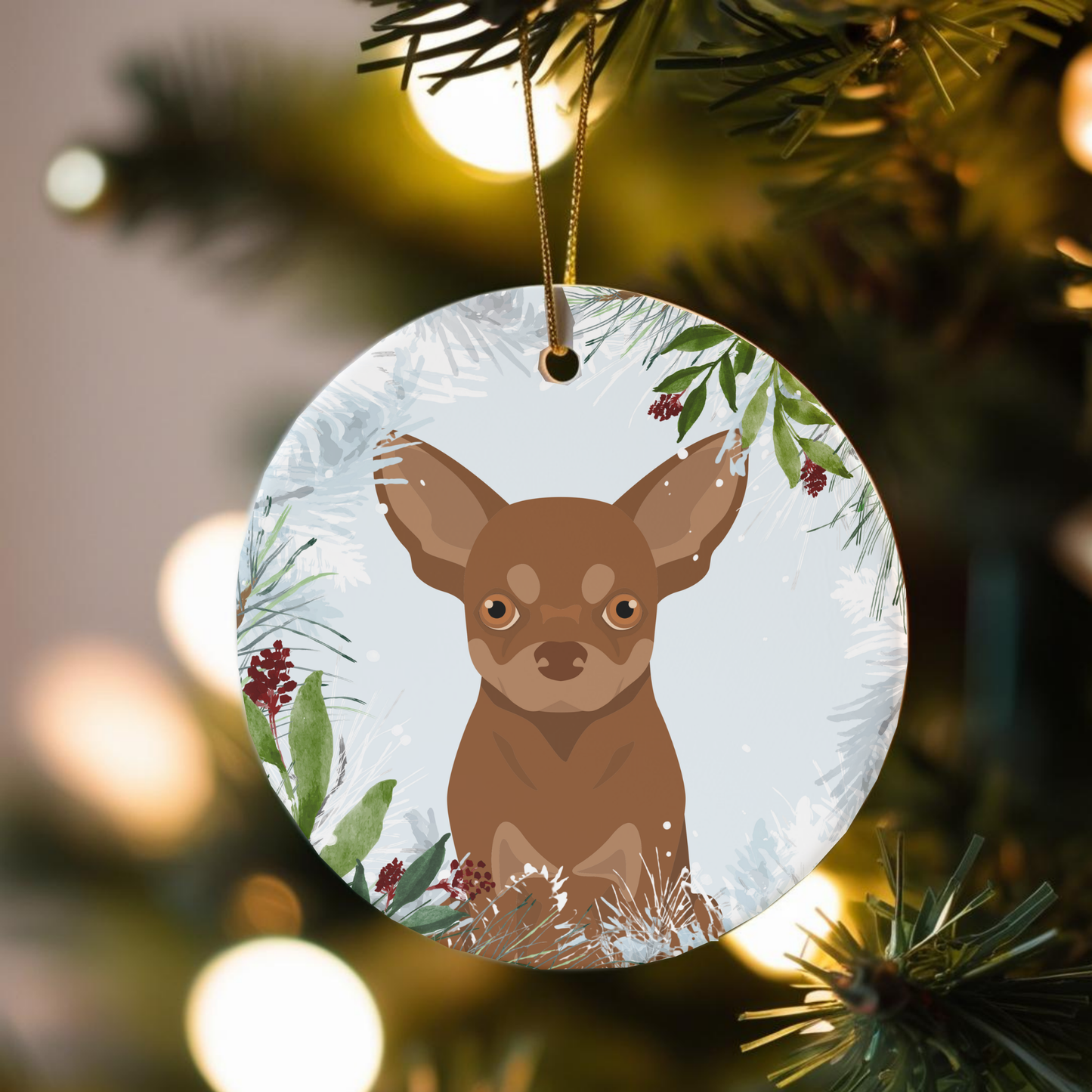 Chihuahua Dog Ceramic Christmas Ornaments