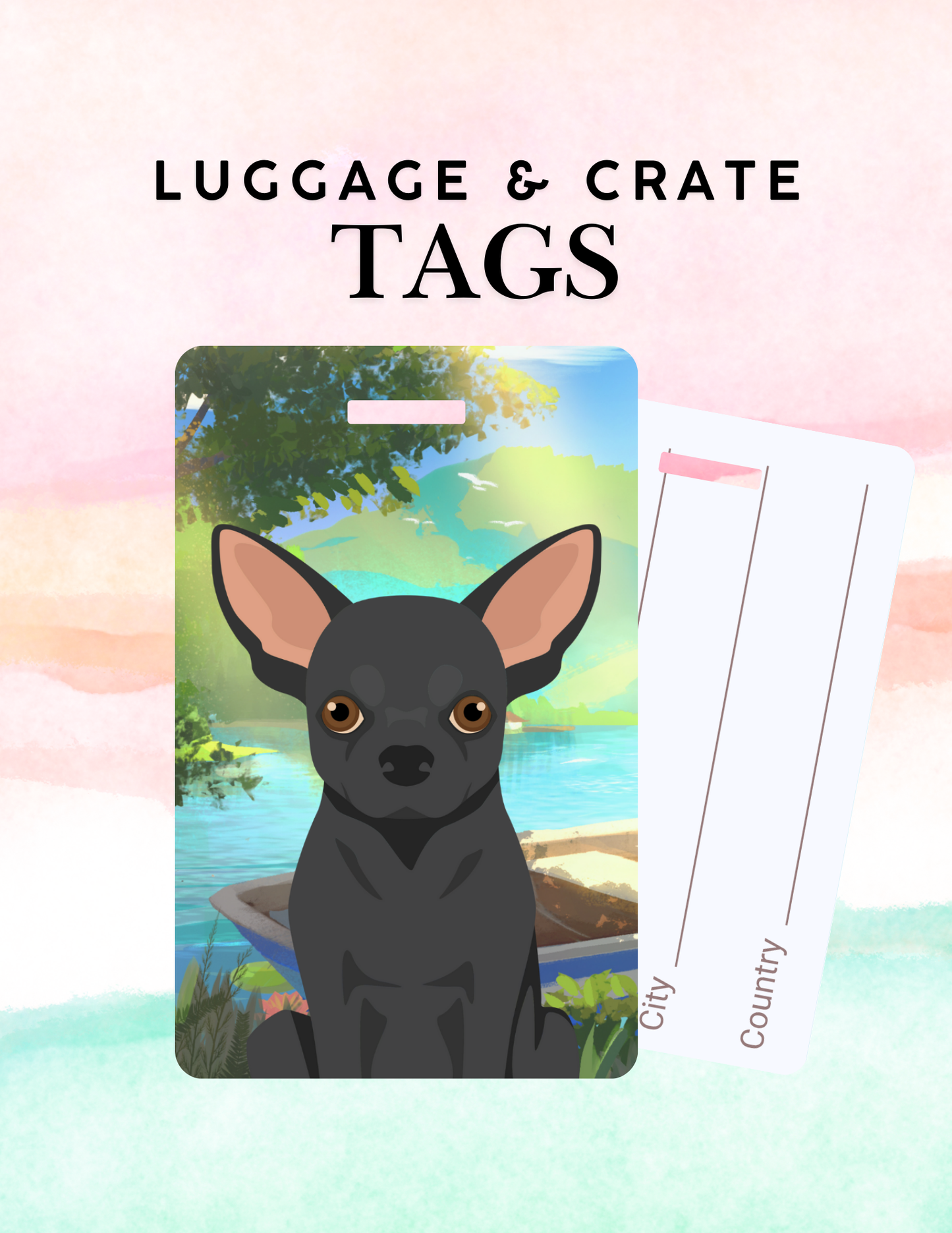 Chihuahua Dog Metal Luggage/ Crate Tag