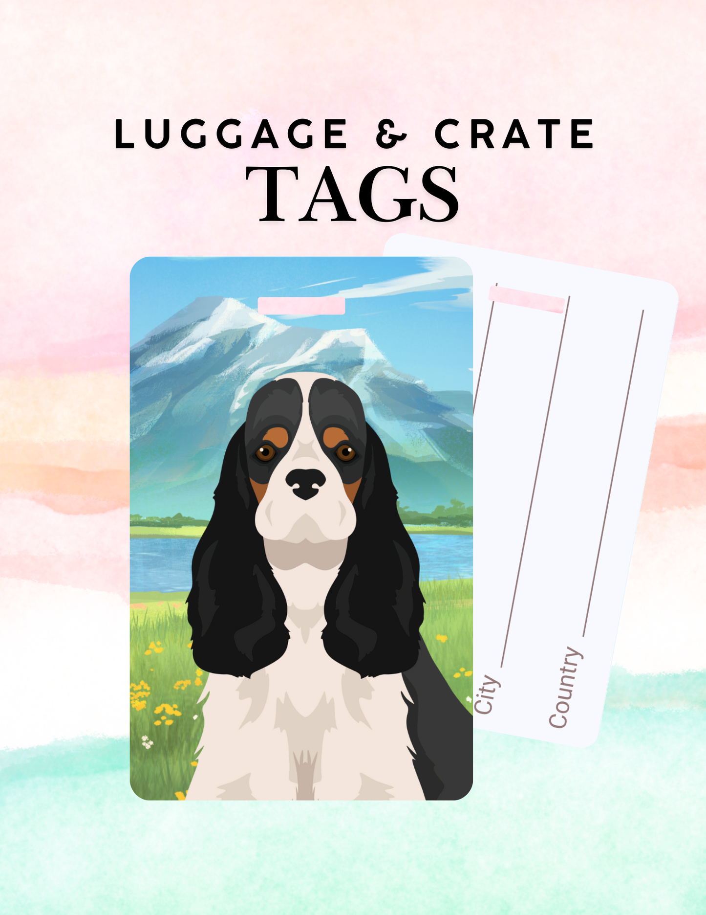 Cocker Spaniel Dog Metal Luggage/ Crate Tag