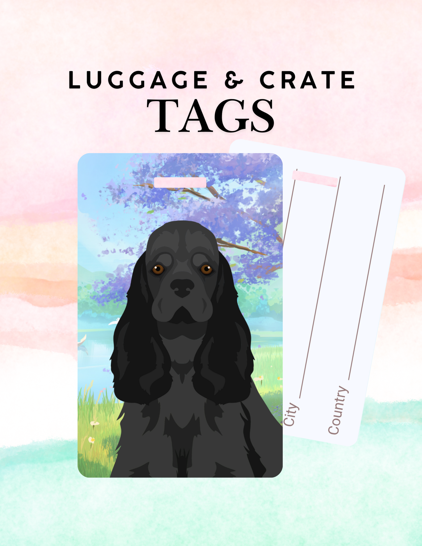 Cocker Spaniel Dog Metal Luggage/ Crate Tag