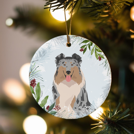 Collie Dog Ceramic Christmas Ornaments
