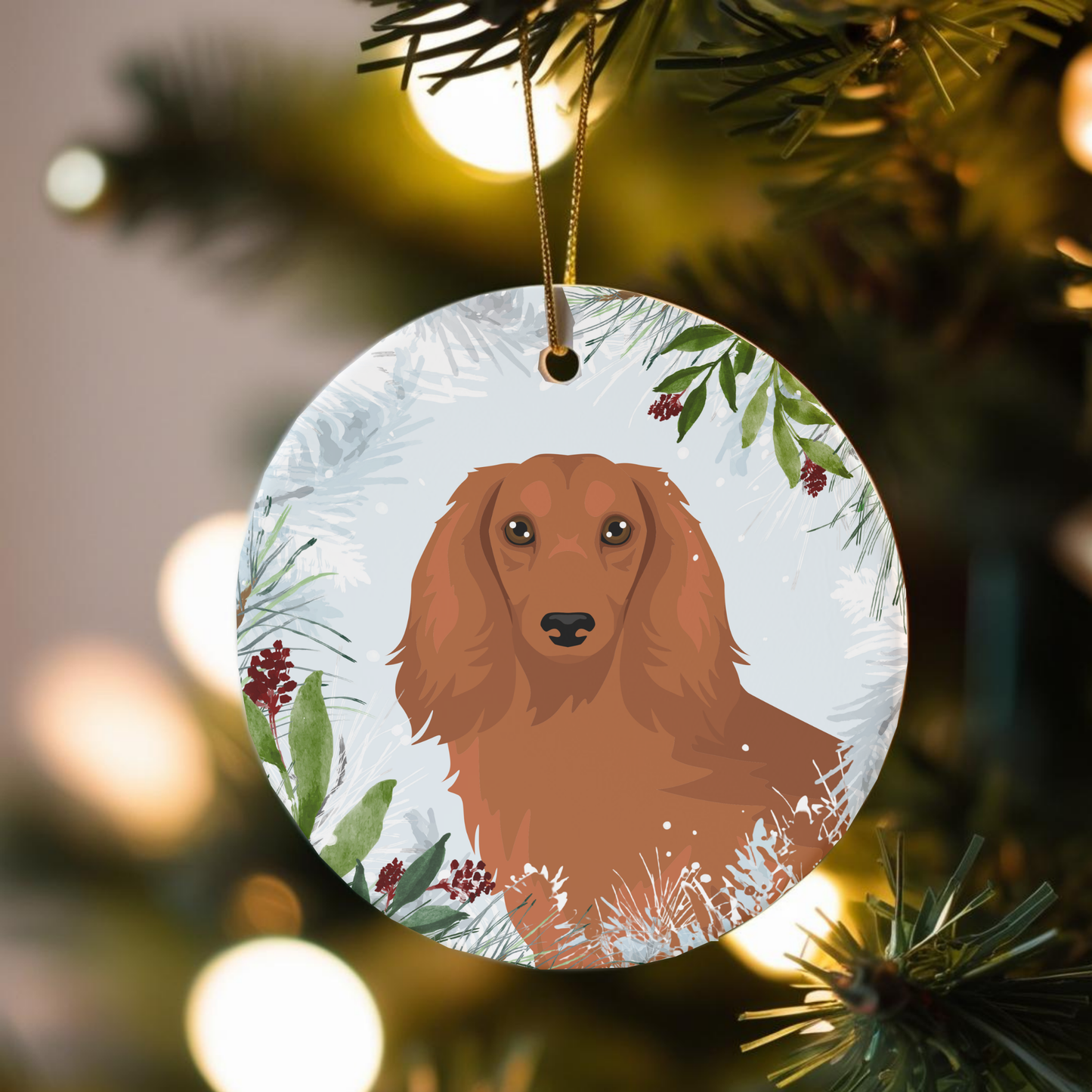 Dachshund Dog Ceramic Christmas Ornaments