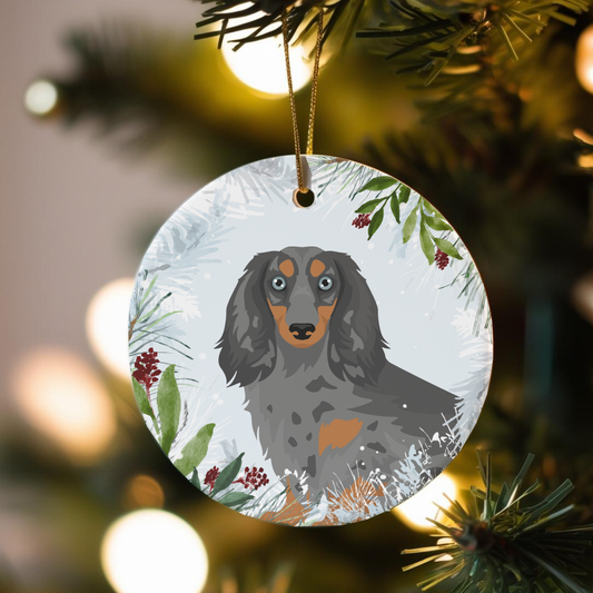 Dachshund Dog Ceramic Christmas Ornaments